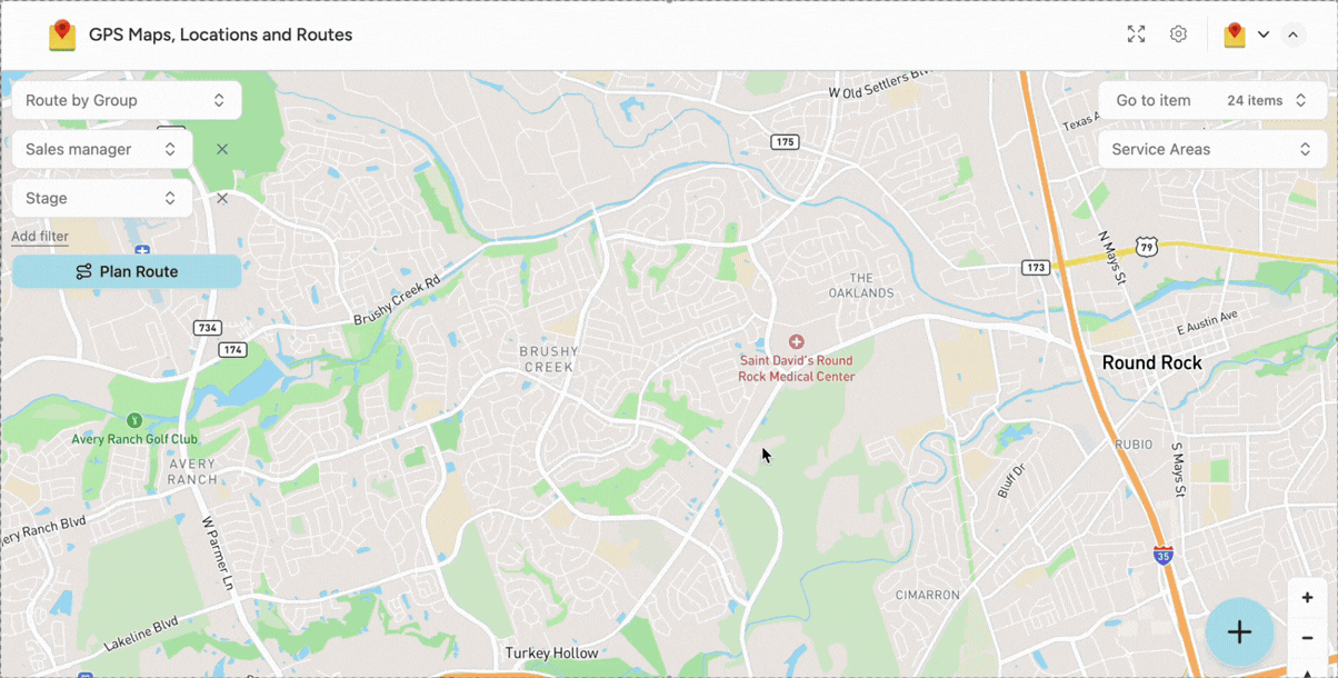 Service Areas in Locator